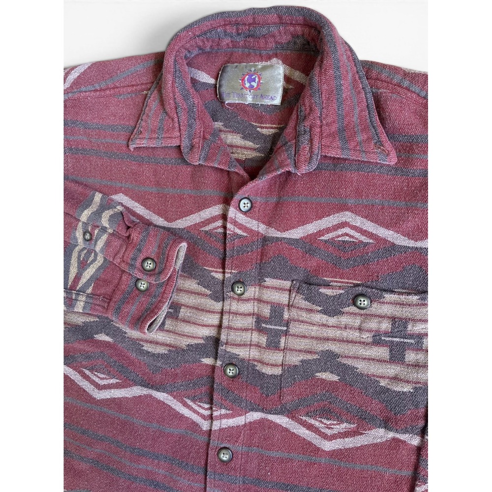The Territory Ahead Mens Southwestern Geometric Woven Flannel Shirt Burgundy L